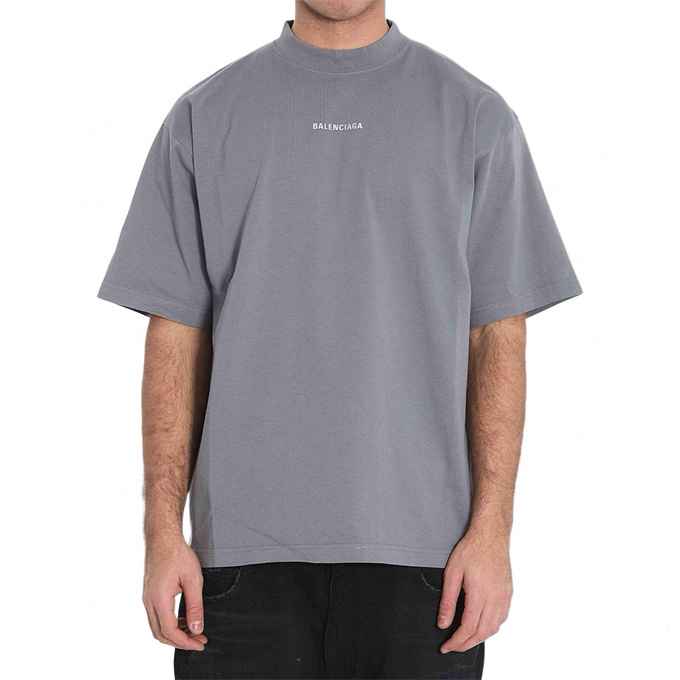 balenciaga front and back logo print crew neck oversized casual short sleeve t-shirt